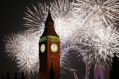 1 Ocak 2015 yılbaşı kutlamaları sırasında Big Ben (Peter Macdiarmid/Getty Images)