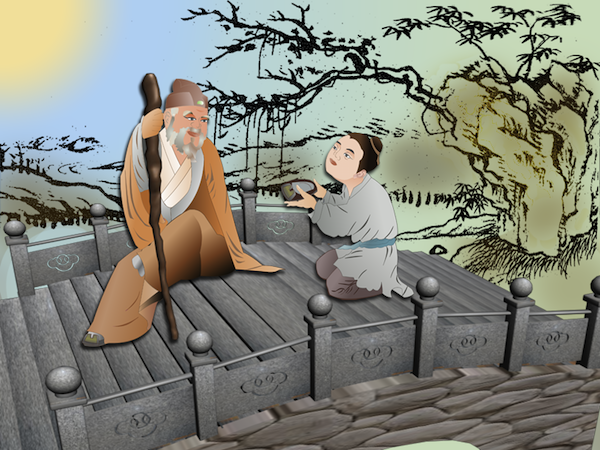 Zhang Liang, hoşgörüsü ve yaşça büyüklere gösterdiği saygı ile de biliniyordu (İllüstrasyon Catherine Chang, Epoch Times)