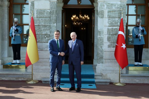 Pedro Sanchez ile Erdoğan görüşmesi. 23 Mayıs 2025, Dolmabahçe. (Fotoğraf: Hibya Haber Ajansı)