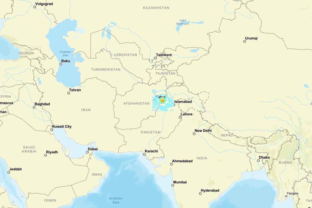 Bir harita, 1 Eylül 2025’te Afganistan’ın kuzeydoğusundaki Kunar vilayetinde meydana gelen 6.0 büyüklüğündeki depremin konumunu gösteriyor. (Fotoğraf: USGS)