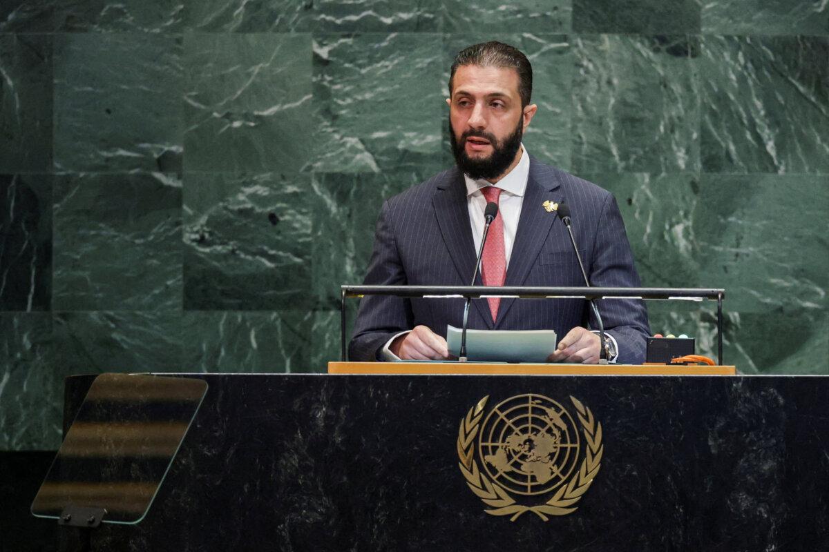 Suriye Cumhurbaşkanı Ahmed el-Şaraa, 24 Eylül 2025'te New York'taki BM Genel Merkezi'nde 80. Birleşmiş Milletler Genel Kurulu'na hitap etti. (Fotoğraf: Jeenah Moon/Reuters)
