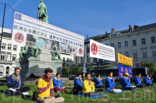 Seminer ile eş zamanlı, birçok Avrupa ülkesinden gelen Falun Gong uygulayıcıları Avrupa Parlamentosu binası önünde bir faaliyet düzenlediler.