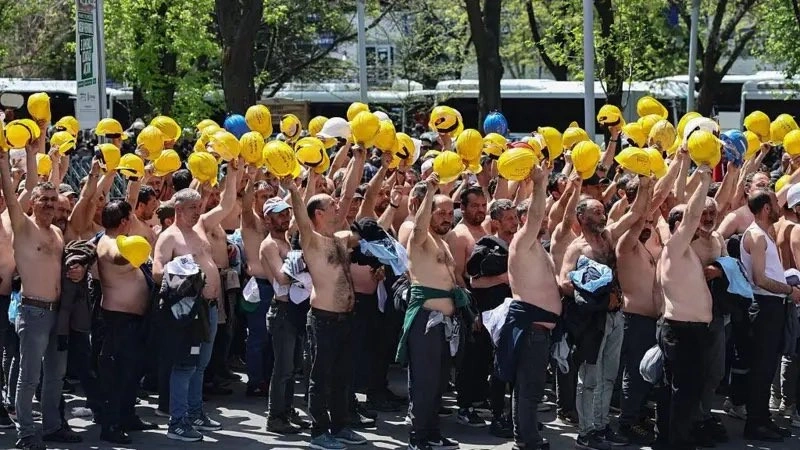 Ankara'da madenciler, eylemi sonlandırdı. (Fotoğraf: Bağımsız-iş sendikası x hesabı)
